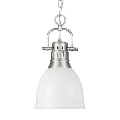 Yep by Golden Lighting Duncan 1-light 9in Chain Hung Pendant in Pewter and Matte White shade - Default Title - Golden Lighting
