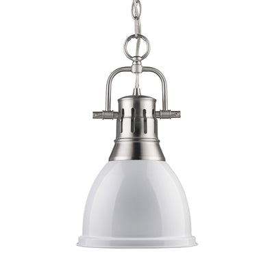 Yep by Golden Lighting Duncan 1-light 9in Chain Hung Pendant in Pewter and White shade - Default Title - Golden Lighting
