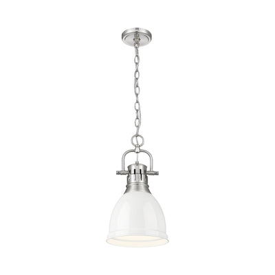 Yep by Golden Lighting Duncan 1-light 9in Chain Hung Pendant in Pewter and White shade - - Golden Lighting