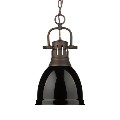 Yep by Golden Lighting Duncan 1-light 9in Chain Hung Pendant in Rubbed Bronze and Black shade - Default Title - Golden Lighting