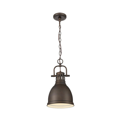 Yep by Golden Lighting Duncan 1-light 9in Chain Hung Pendant in Rubbed Bronze and Rubbed Bronze shade