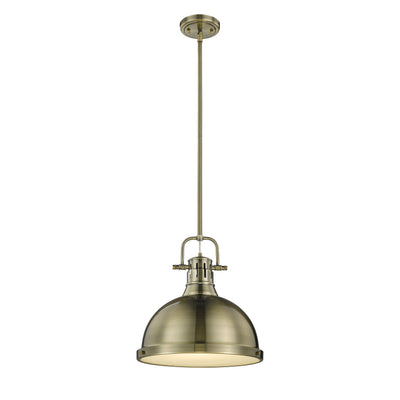 Yep by Golden Lighting Duncan 1-light 14in Rod Hung Pendant in Aged Brass - - Golden Lighting