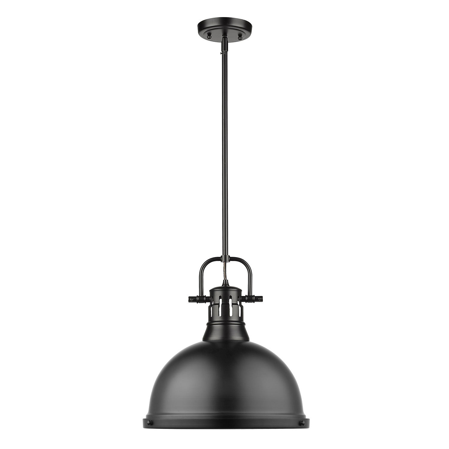 Yep by Golden Lighting Duncan 1-light 14in Rod Hung Pendant in Matte Black - - Golden Lighting