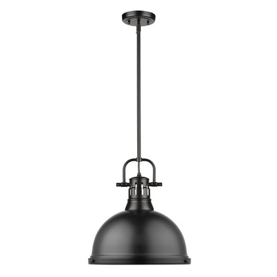 Yep by Golden Lighting Duncan 1-light 14in Rod Hung Pendant in Matte Black - - Golden Lighting