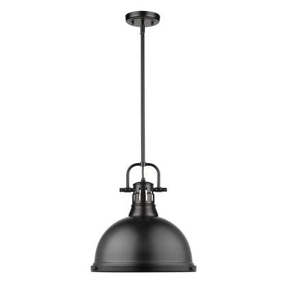 Yep by Golden Lighting Duncan 1-light 14in Rod Hung Pendant in Matte Black - - Golden Lighting