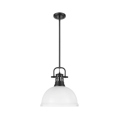 Yep by Golden Lighting Duncan 1-light 14in Rod Hung Pendant in Matte Black and Matte White shade - - Golden Lighting