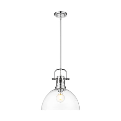 Yep by Golden Lighting Duncan 1-light 14in rod hung Pendant in Chrome and Clear Glass - - Golden Lighting