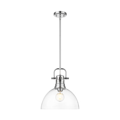 Yep by Golden Lighting Duncan 1-light 14in rod hung Pendant in Chrome and Clear Glass - - Golden Lighting