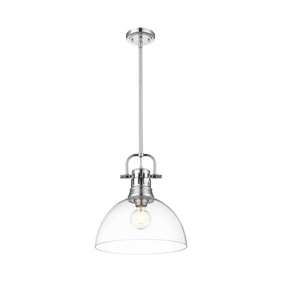 Yep by Golden Lighting Duncan 1-light 14in rod hung Pendant in Chrome and Clear Glass - - Golden Lighting