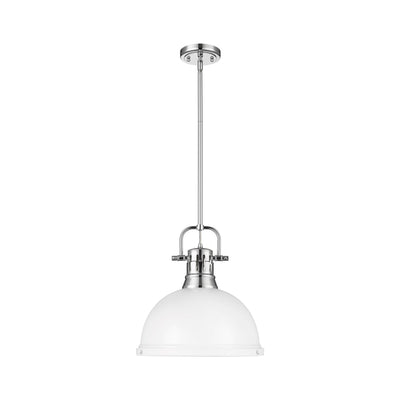 Yep by Golden Lighting Duncan 1-light 14in Rod Hung Pendant in Chrome and Matte White shade - - Golden Lighting