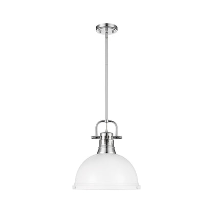 Yep by Golden Lighting Duncan 1-light 14in Rod Hung Pendant in Chrome and Matte White shade - - Golden Lighting
