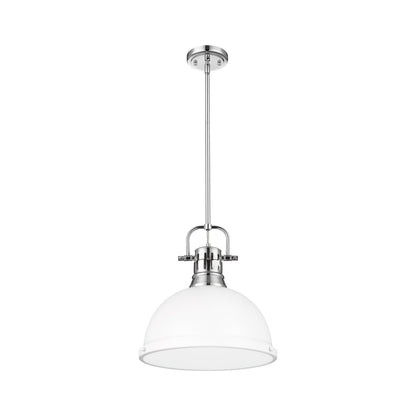 Yep by Golden Lighting Duncan 1-light 14in Rod Hung Pendant in Chrome and Matte White shade - - Golden Lighting