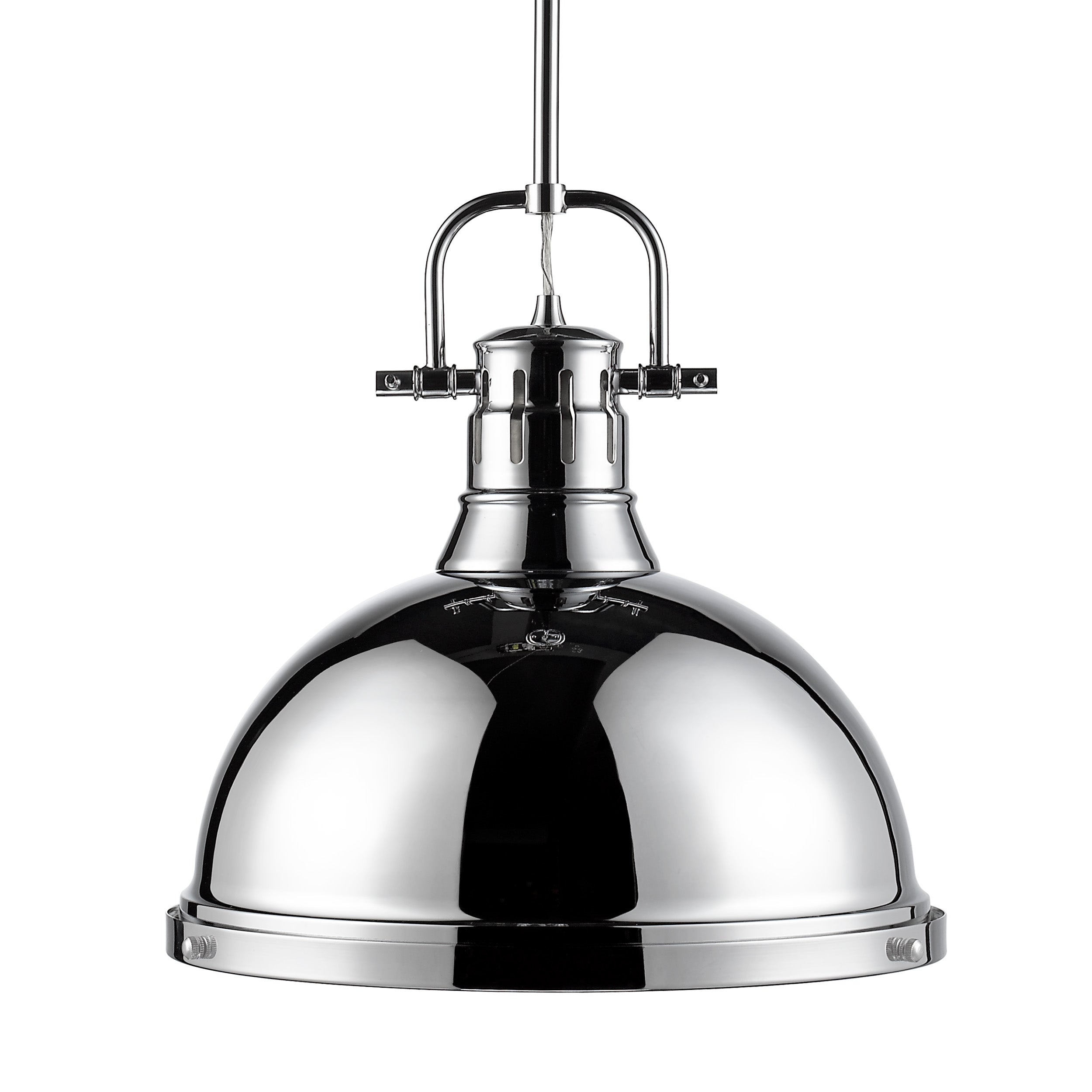Yep by Golden Lighting Duncan 1-light 14in Rod Hung Pendant in Chrome - - Golden Lighting