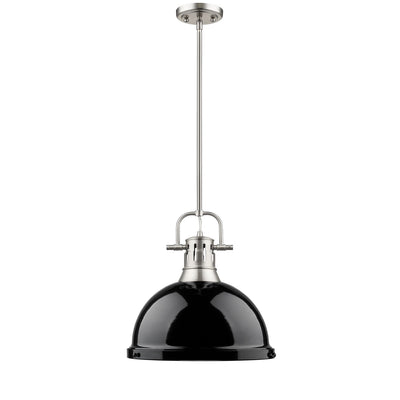 Yep by Golden Lighting Duncan 1-light 14in Rod Hung Pendant in Pewter and Black shade - - Golden Lighting