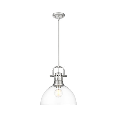 Yep by Golden Lighting Duncan 1-light 14in rod hung Pendant in Pewter and Clear Glass - - Golden Lighting