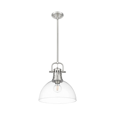 Yep by Golden Lighting Duncan 1-light 14in rod hung Pendant in Pewter and Clear Glass - - Golden Lighting
