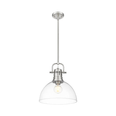 Yep by Golden Lighting Duncan 1-light 14in rod hung Pendant in Pewter and Clear Glass - - Golden Lighting