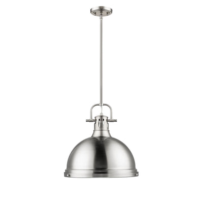 Yep by Golden Lighting Duncan 1-light 14in Rod Hung Pendant in Pewter - - Golden Lighting