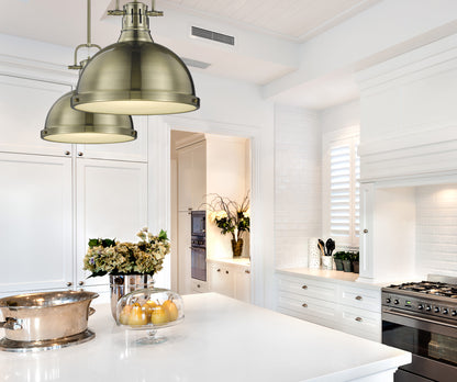 Yep by Golden Lighting Duncan 1-light 14in Rod Hung Pendant in Aged Brass - - Golden Lighting