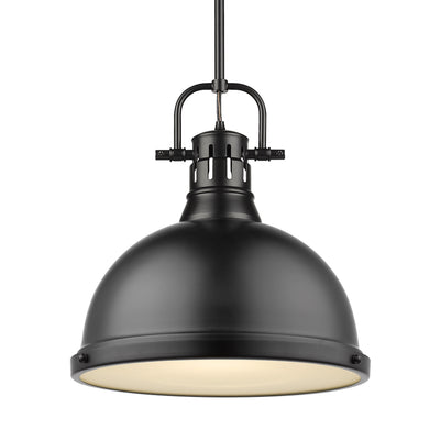 Yep by Golden Lighting Duncan 1-light 14in Rod Hung Pendant in Matte Black - Default Title - Golden Lighting