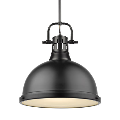 Yep by Golden Lighting Duncan 1-light 14in Rod Hung Pendant in Matte Black