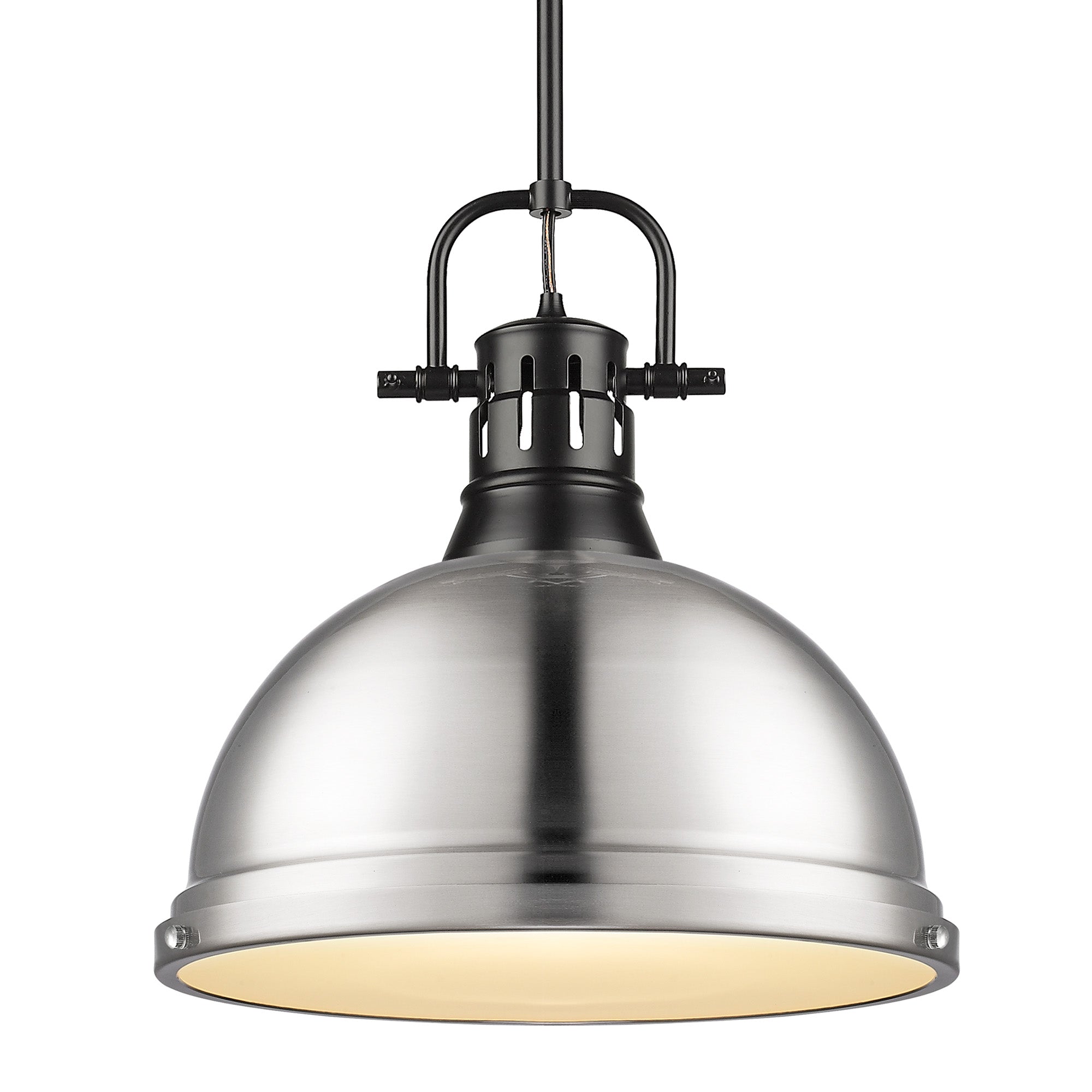 Duncan 1-Light Pendant with Rod in Matte Black with Pewter - - Golden Lighting