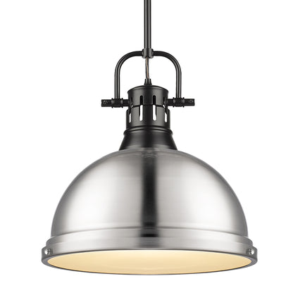 Duncan 1-Light Pendant with Rod in Matte Black with Pewter - - Golden Lighting