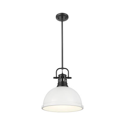 Duncan 1-Light Pendant with Rod in Matte Black with Matte White - Default Title - Golden Lighting