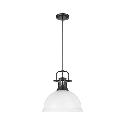 Duncan 1-Light Pendant with Rod in Matte Black with Matte White - - Golden Lighting