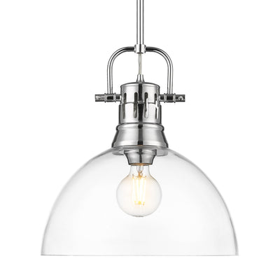 Yep by Golden Lighting Duncan 1-light 14in rod hung Pendant in Chrome and Clear Glass - Default Title - Golden Lighting