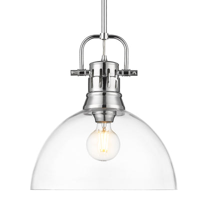 Yep by Golden Lighting Duncan 1-light 14in rod hung Pendant in Chrome and Clear Glass