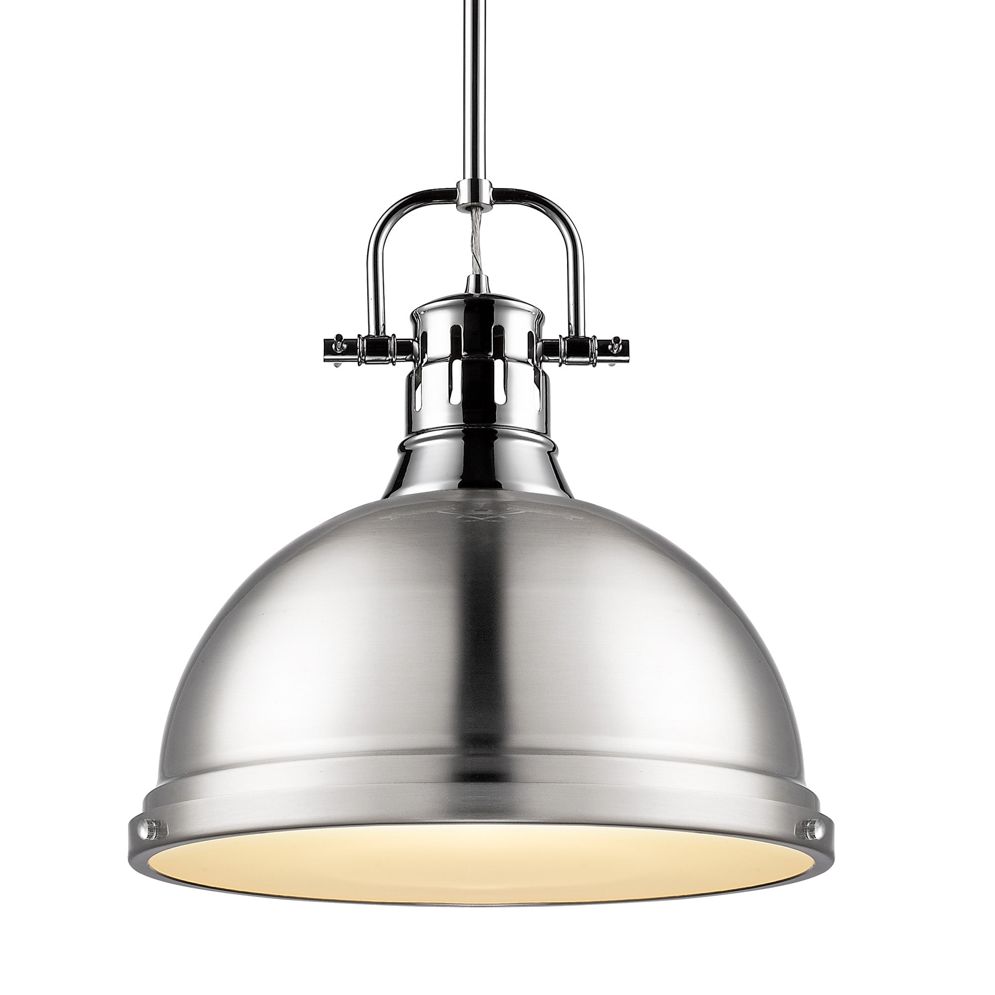 Duncan 1-Light Pendant with Rod in Chrome with Pewter - - Golden Lighting