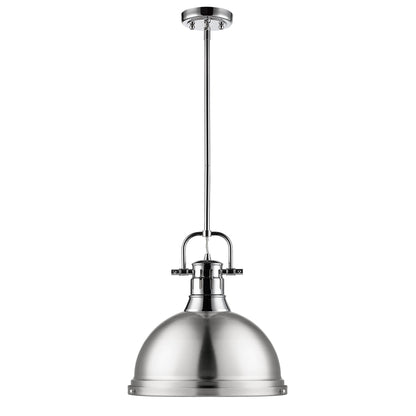 Duncan 1-Light Pendant with Rod in Chrome with Pewter - Chrome / Pewter / Silver - Golden Lighting