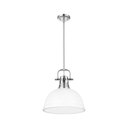 Duncan 1-Light Pendant with Rod in Chrome with Matte White - Chrome / Matte White / White - Golden Lighting