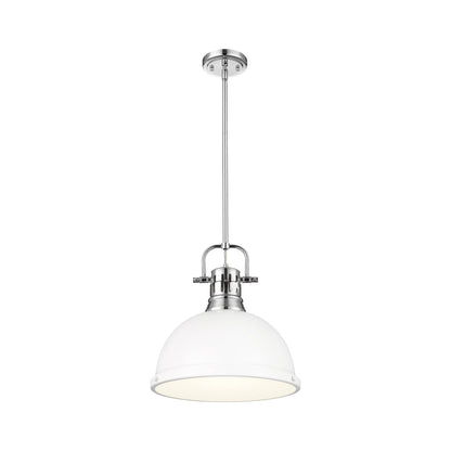 Yep by Golden Lighting Duncan 1-light 14in Rod Hung Pendant in Chrome and Seafoam shade