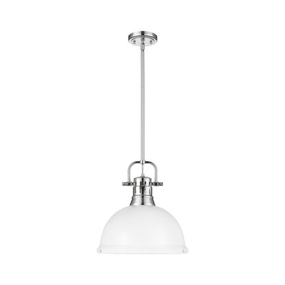 Duncan 1-Light Pendant with Rod in Chrome with Matte White - - Golden Lighting