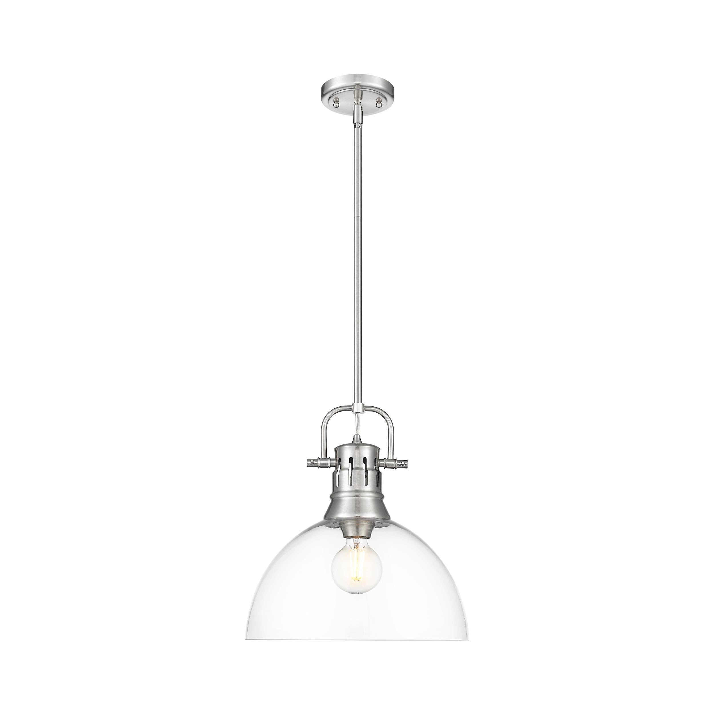 Duncan 1-Light Pendant with Rod in Pewter with Clear Glass - - Golden Lighting