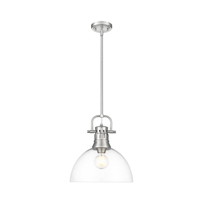 Duncan 1-Light Pendant with Rod in Pewter with Clear Glass - - Golden Lighting