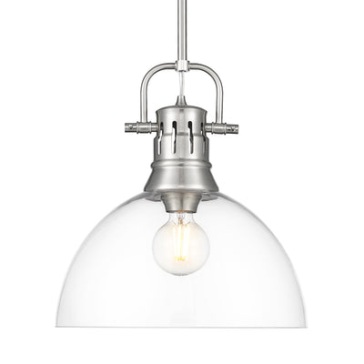 Yep by Golden Lighting Duncan 1-light 14in rod hung Pendant in Pewter and Clear Glass - Default Title - Golden Lighting