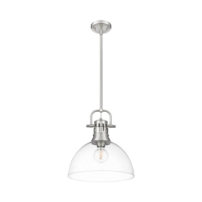 Duncan 1-Light Pendant with Rod in Pewter with Clear Glass - Pewter / Clear Glass / Clear - Golden Lighting