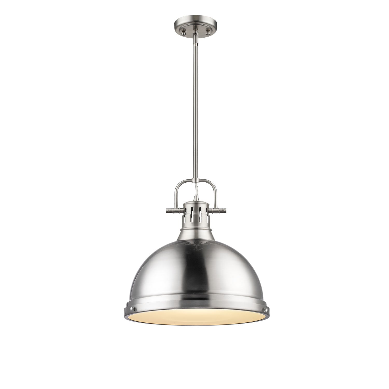 Duncan 1 Light Pendant with Rod in Pewter with a Pewter Shade - - Golden Lighting