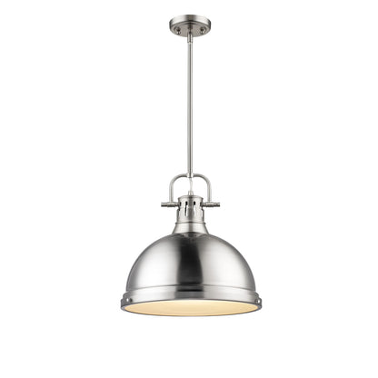 Duncan 1 Light Pendant with Rod in Pewter with a Pewter Shade - - Golden Lighting