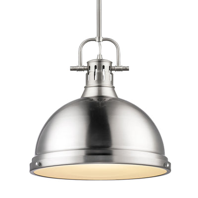 Yep by Golden Lighting Duncan 1-light 14in Rod Hung Pendant in Pewter - Default Title - Golden Lighting