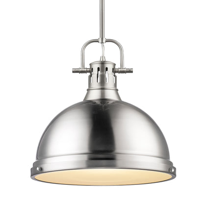 Yep by Golden Lighting Duncan 1-light 14in Rod Hung Pendant in Pewter - Default Title - Golden Lighting