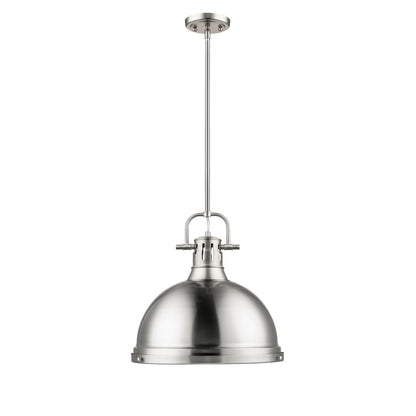 Duncan 1 Light Pendant with Rod in Pewter with a Pewter Shade - Default Title - Golden Lighting