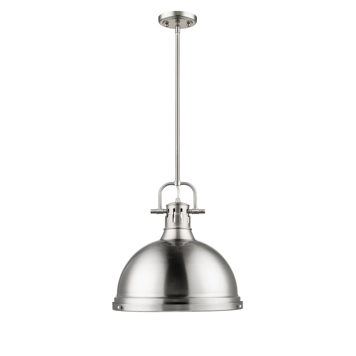 Duncan 1 Light Pendant with Rod in Pewter with a Pewter Shade - Pewter / Pewter / Silver - Golden Lighting