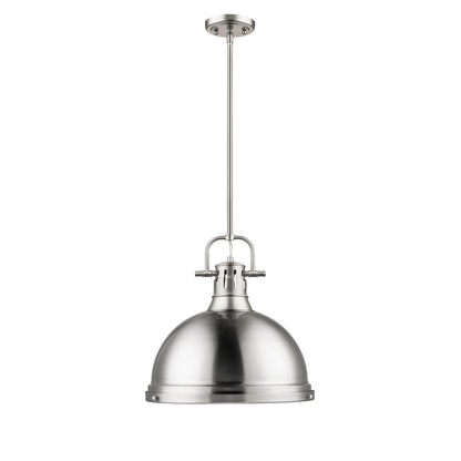 Duncan 1 Light Pendant with Rod in Pewter with a Pewter Shade - Pewter / Pewter / Silver - Golden Lighting