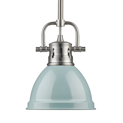 Wry Lighting Duncan 1-light 7in Rod Hung Pendant in Pewter and Seafoam shade - Default Title - Golden Lighting