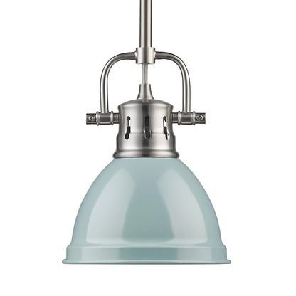 Wry Lighting Duncan 1-light 7in Rod Hung Pendant in Pewter and Seafoam shade