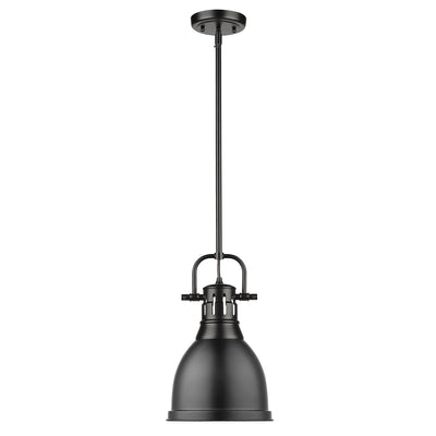 Yep by Golden Lighting Duncan 1-light 9in Rod Hung Pendant in Matte Black - - Golden Lighting